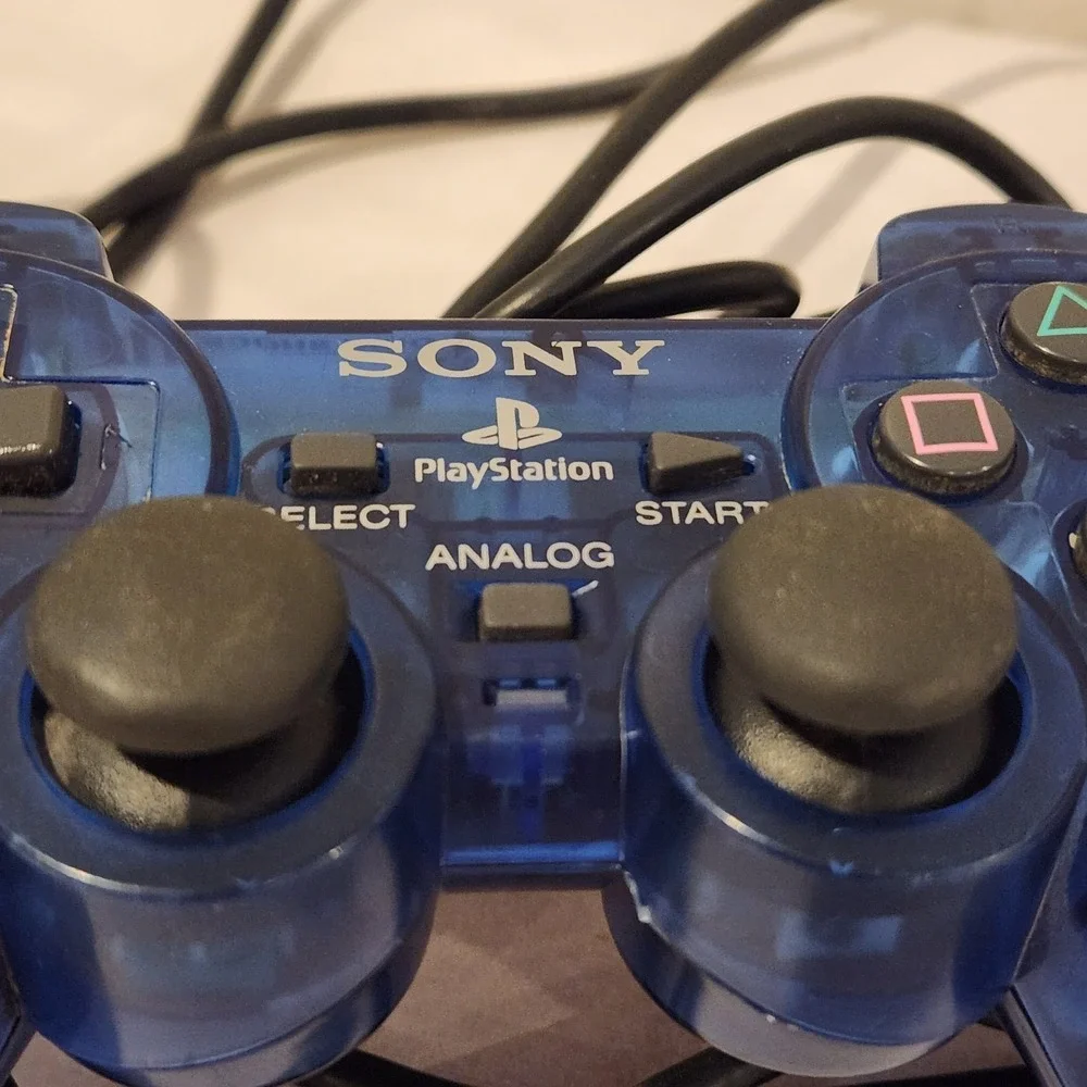 Sony PlayStation 2 Dual Shock Analog Controller Lot Of 2 Black, Blue Untested**